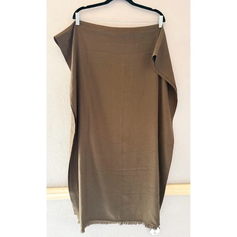 Zara Flowy Large Brown Oversized Scarf Wrap Shawl Solid Earthy Neutral M